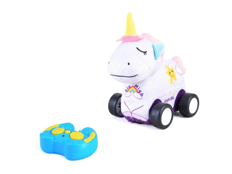 2.4G remote control plush unicorn car (body can be built with building blocks/with music)